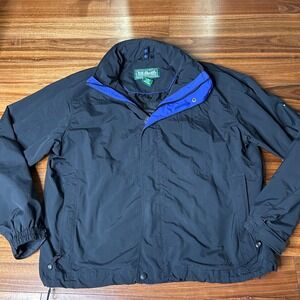 LL Bean Mens Blue windbreaker Lightweight Outdoor Full Zip‎ hooded Jacket